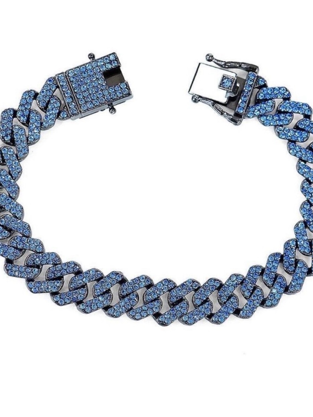 Invicta Blue Crystal Pave Cuban Link Bracelet for Men